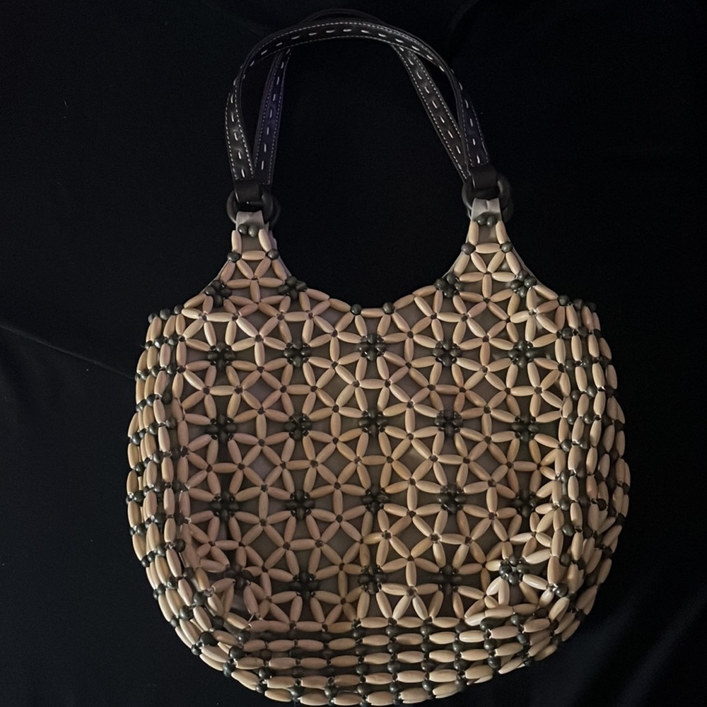 Vintage Nine West boho wood bead handbag